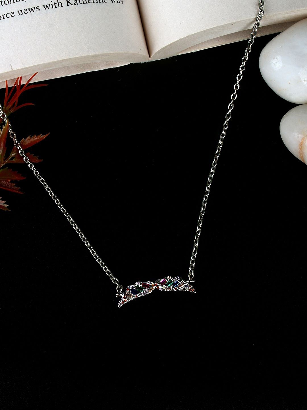 

KPOP Silver-Plated Stone Studded Necklace