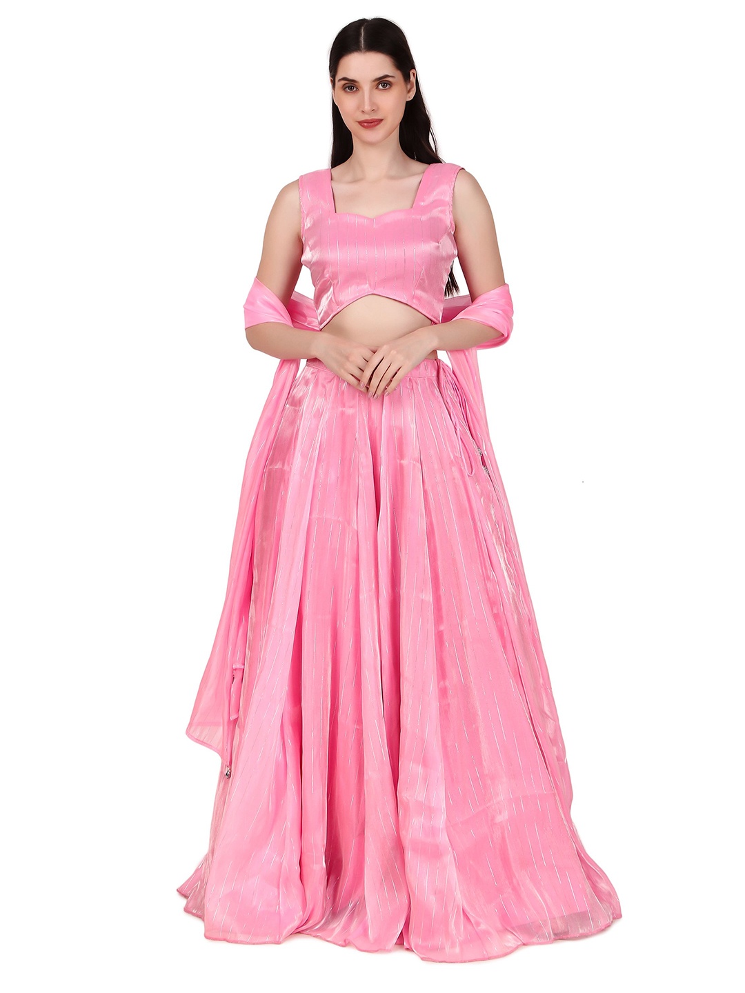 

Magnetism Ready to Wear Lehenga & Unstitched Blouse With Dupatta, Pink