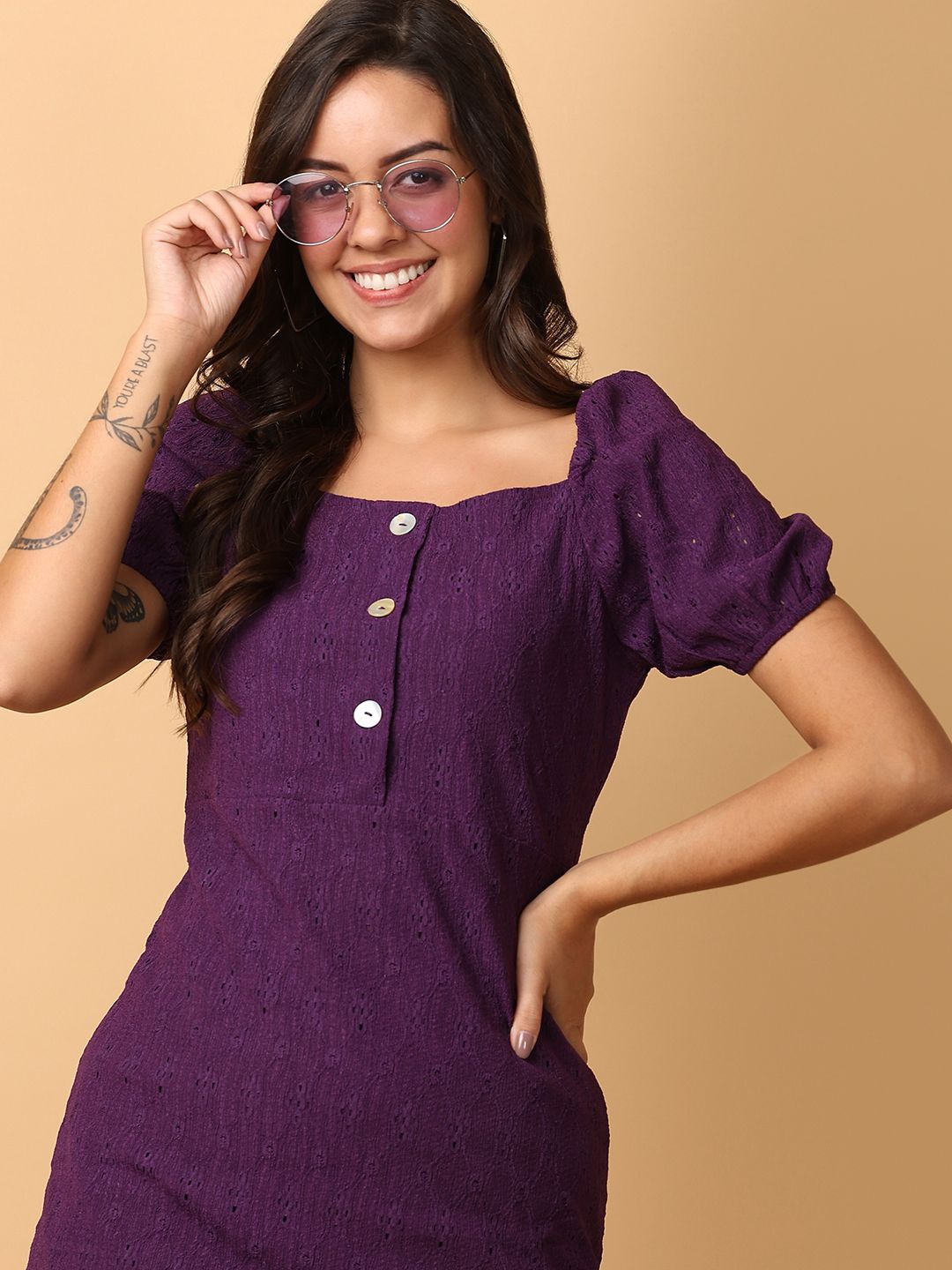 

V-Mart Women A-Line Dress, Purple