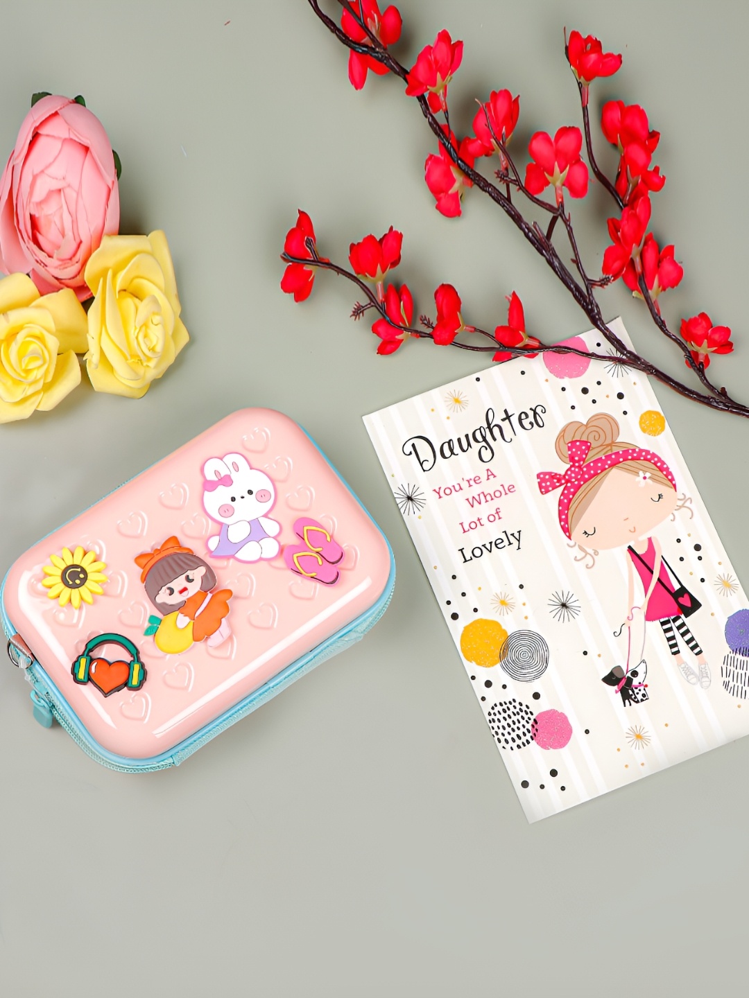 

Archies Printed Sling Bag With Happy Daughters Day Greeting Card, Pink