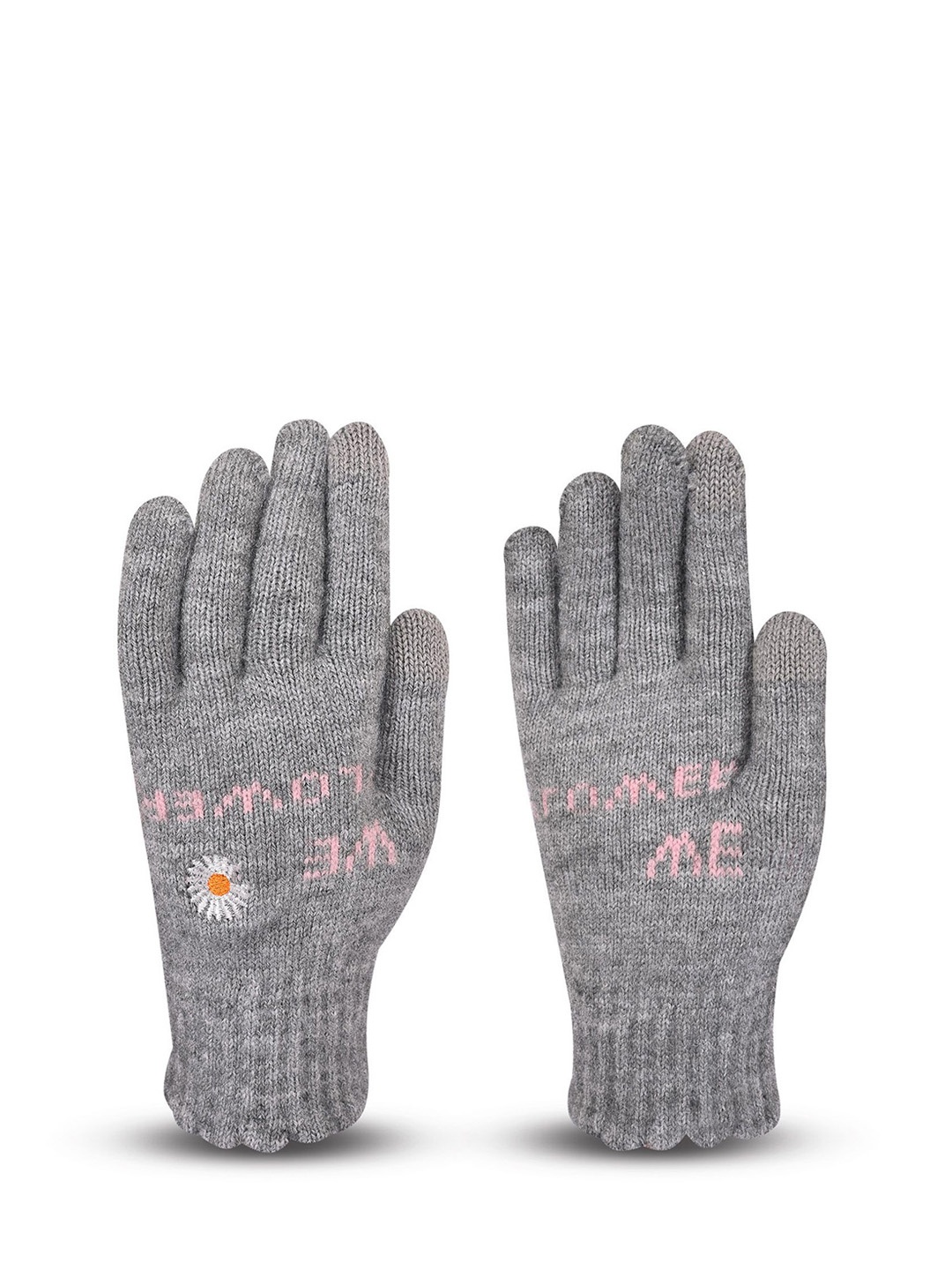 

LOOM LEGACY Women Patterned Acrylic Winter Gloves, Grey