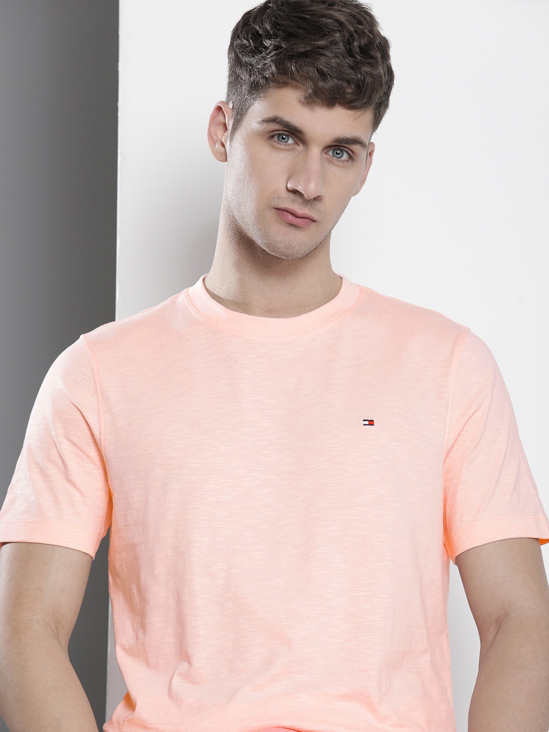 

Tommy Hilfiger Men Pure Cotton T-shirt, Peach