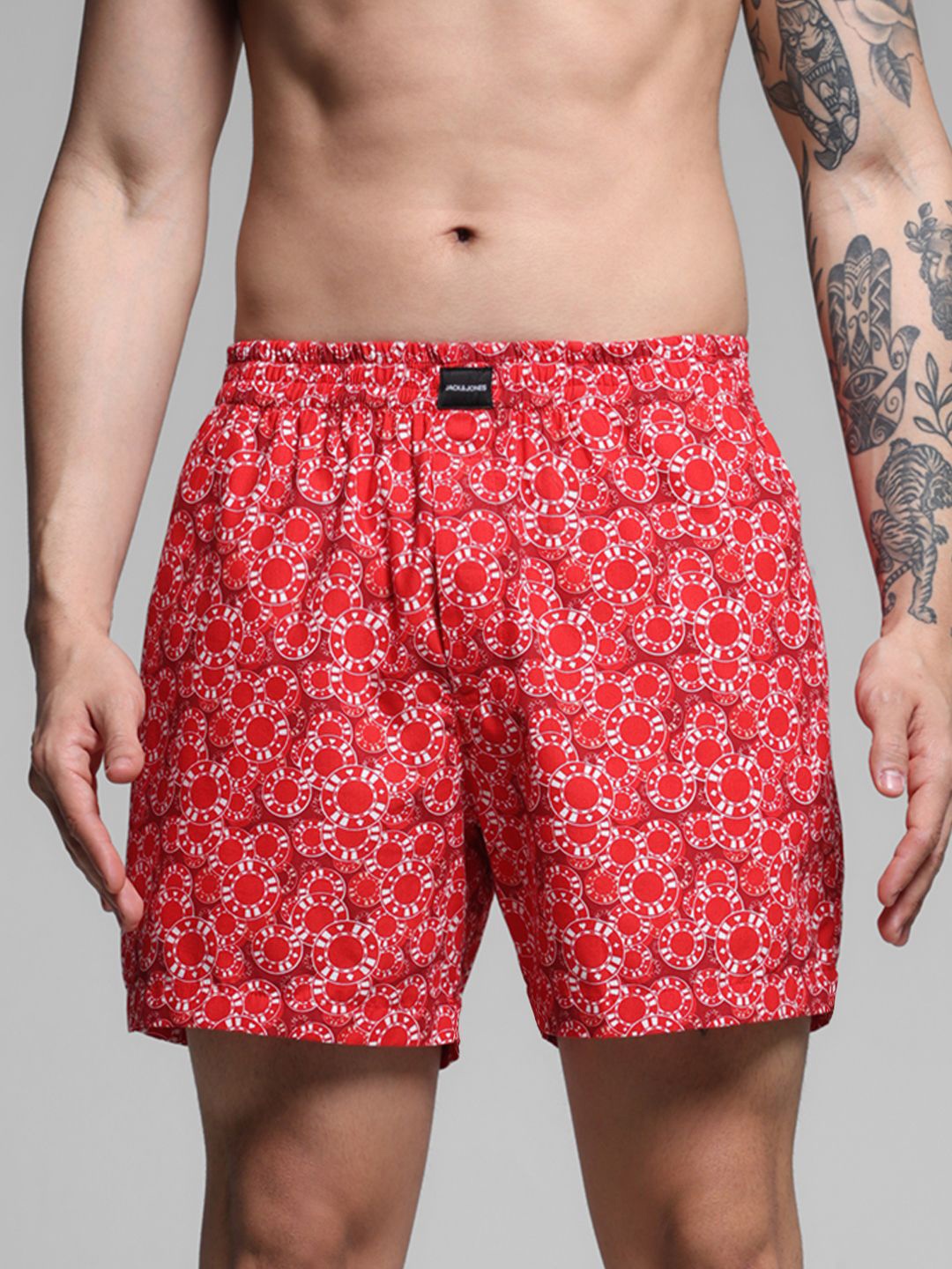 

Jack & Jones Men Printed Cotton Boxer 9008065001, Red