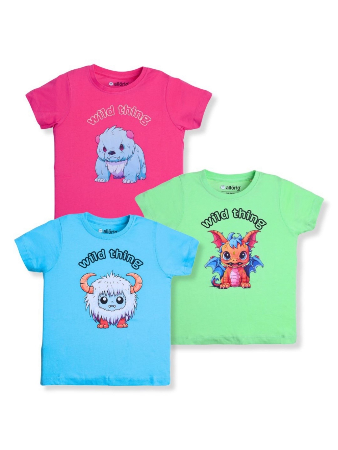

allorio kids Girls 3 Printed Applique Slim Fit T-shirt, Multi