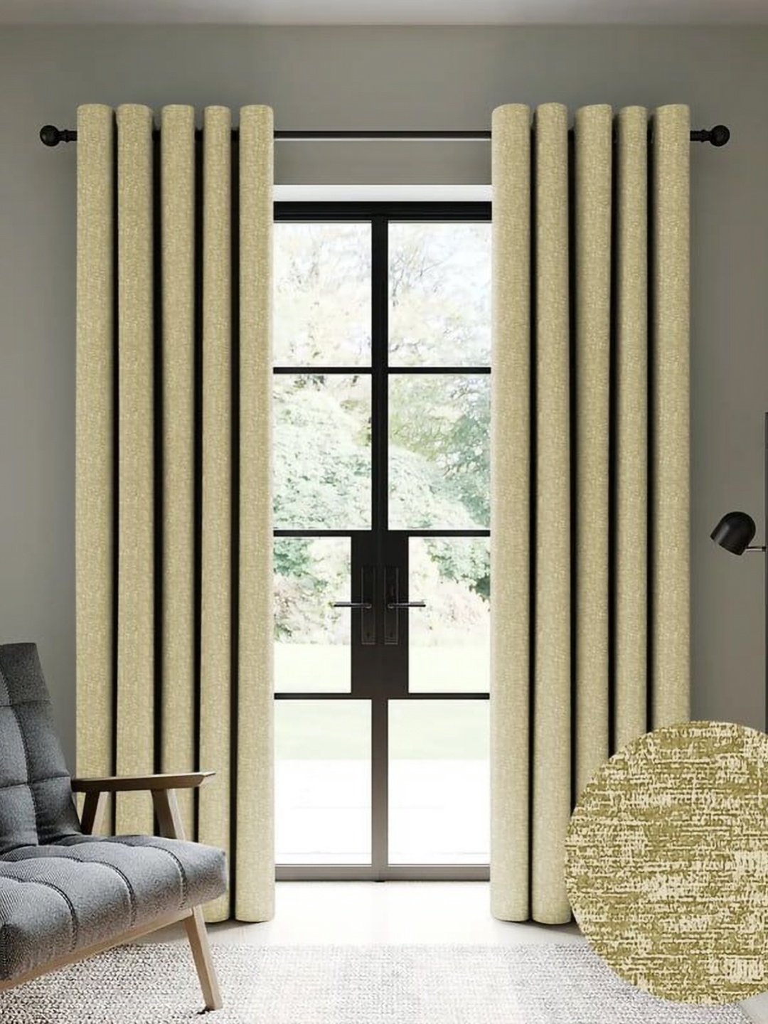 

Nefertiti Home Green Set of 2 Floral Black Out Door Curtain