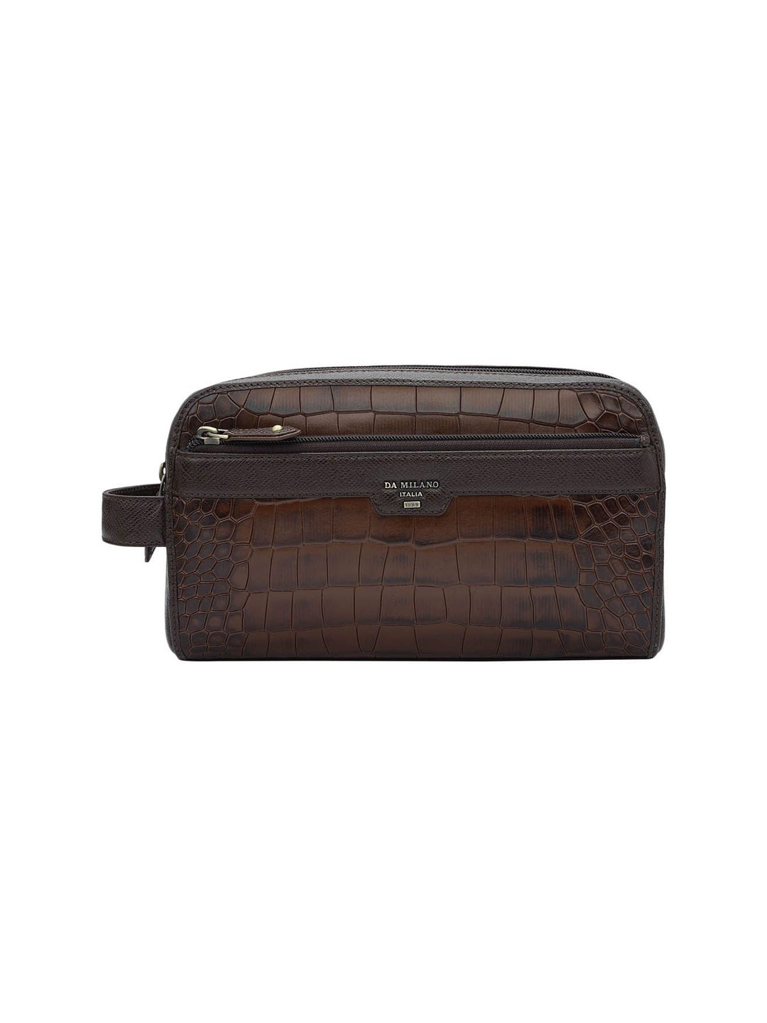 

Da Milano Unisex Textured Pouch Travel Accessory, Brown