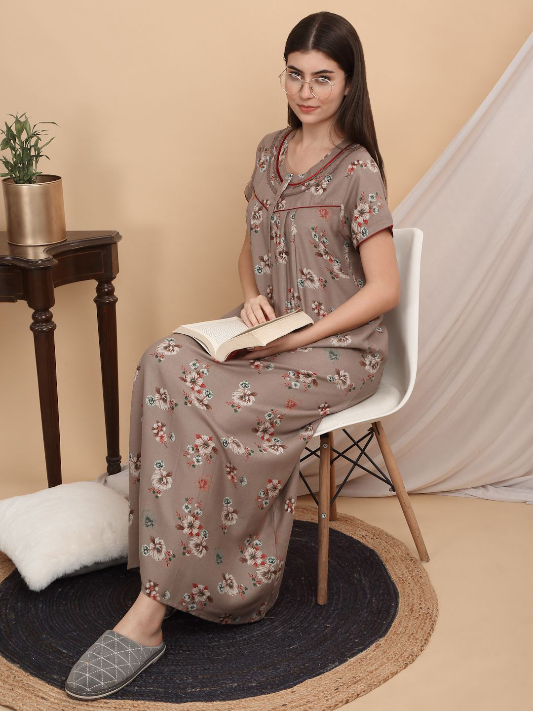 

Sweet Dreams Floral Printed Maxi Nightdress, Beige