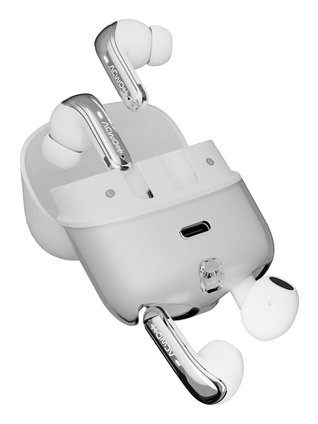 

ACwO DwOTS Fire Eclipse White 70hrs Playback ENC & ANC In-Ear Earbuds