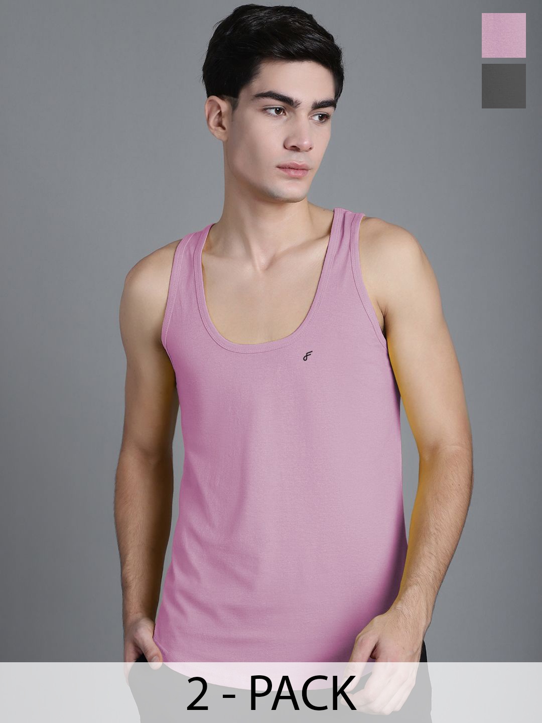 

FBAR Pack Of 2 Cotton Anti-Bacterial Gym Innerwear Vests, Purple