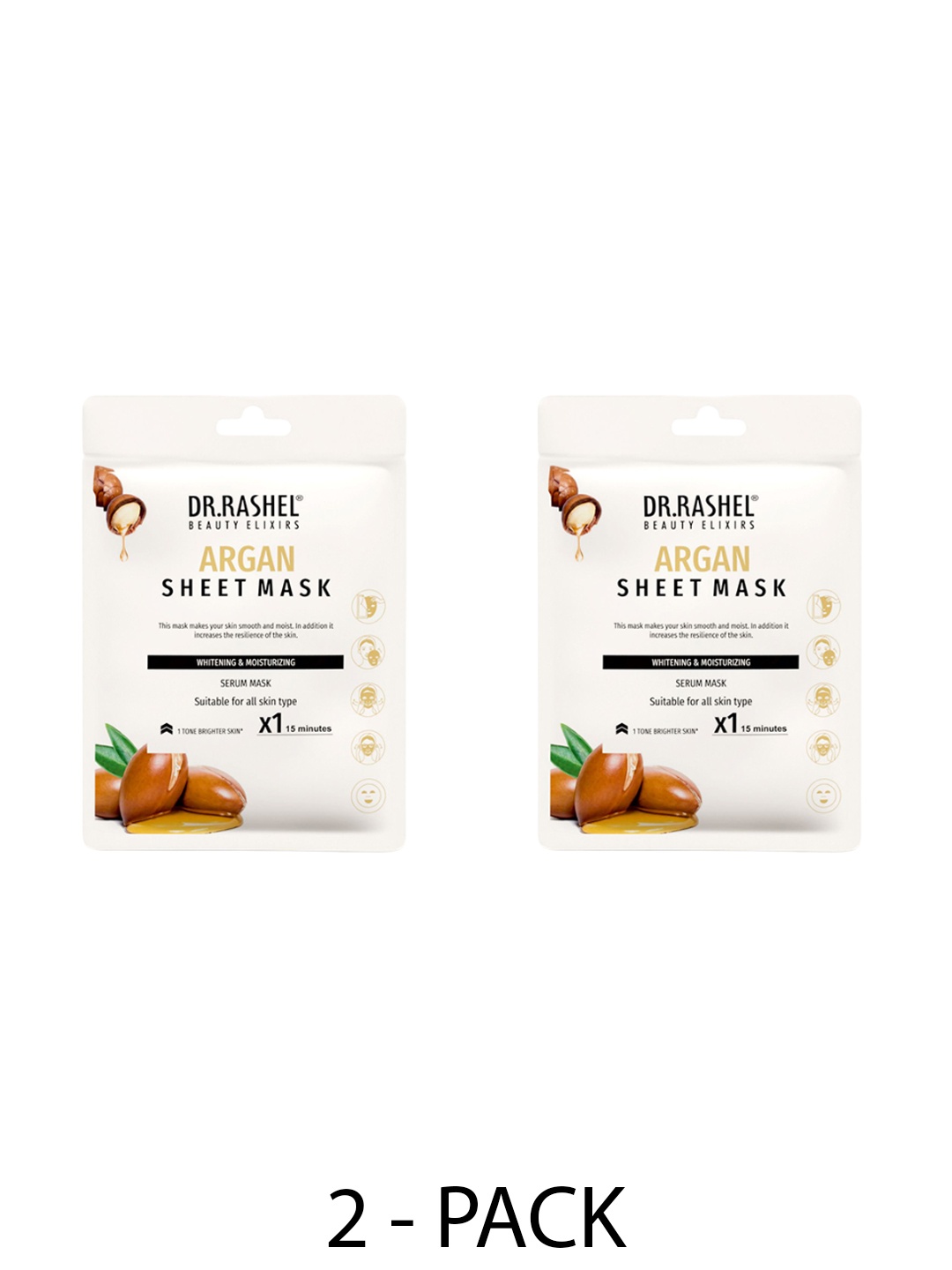 

DR.RASHEL Set Of 2 Argan Sheet Mask With Serum - 20 g Each, Brown