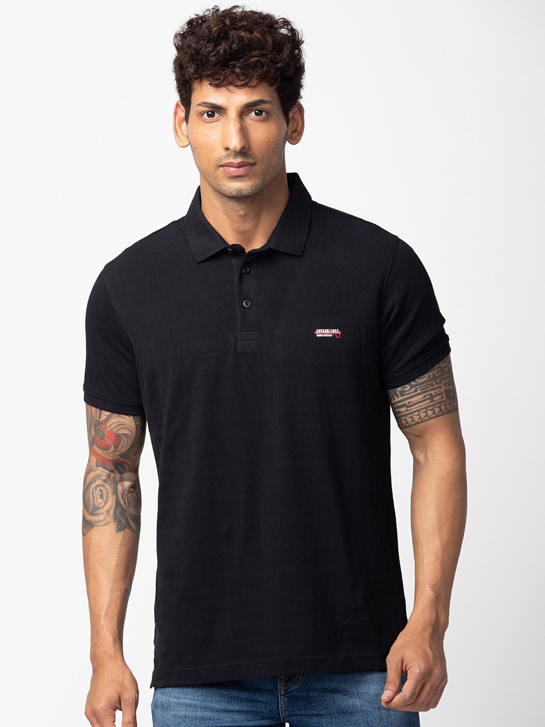 

SPYKAR Men Solid Polo Collar Cotton T-shirt, Black