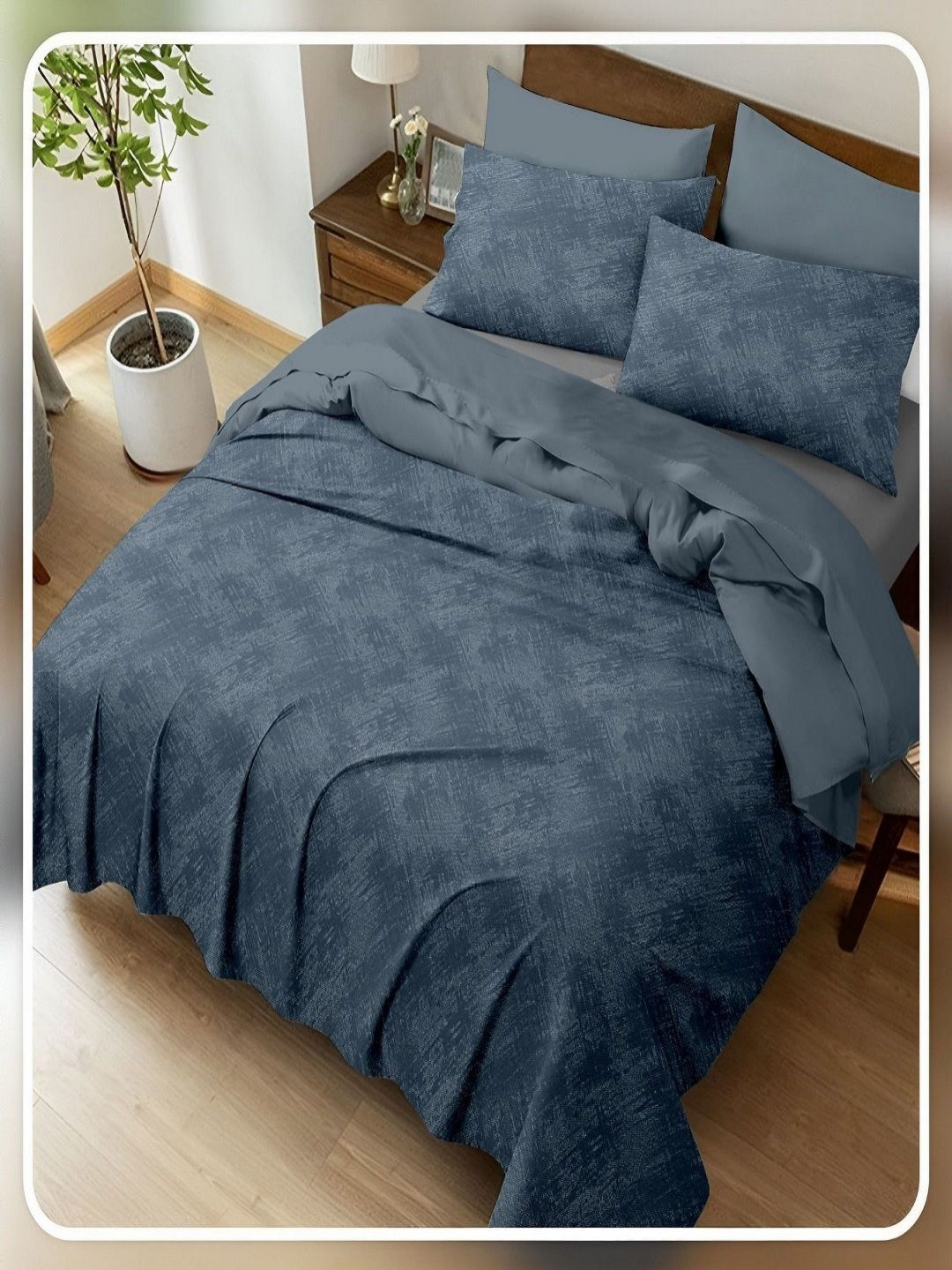 

CHICERY Blue 400 TC King Bedsheet with 2 Pillow Covers