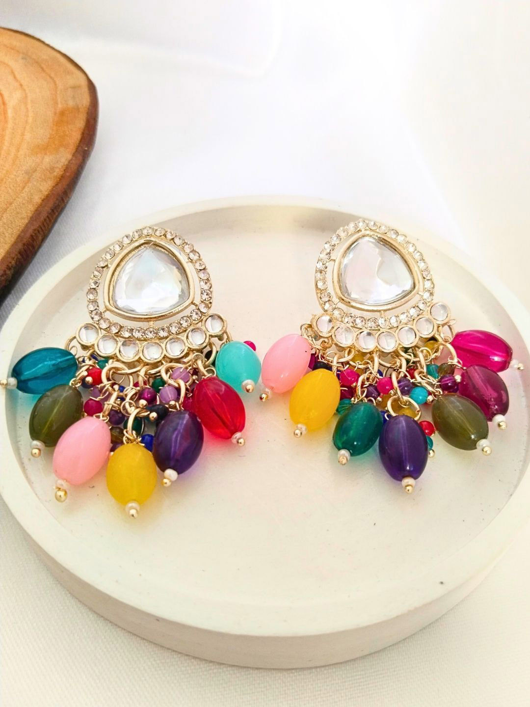 

Anouk Gold-Plated Kundan Studded Teardrop Shaped Drop Earrings, Blue