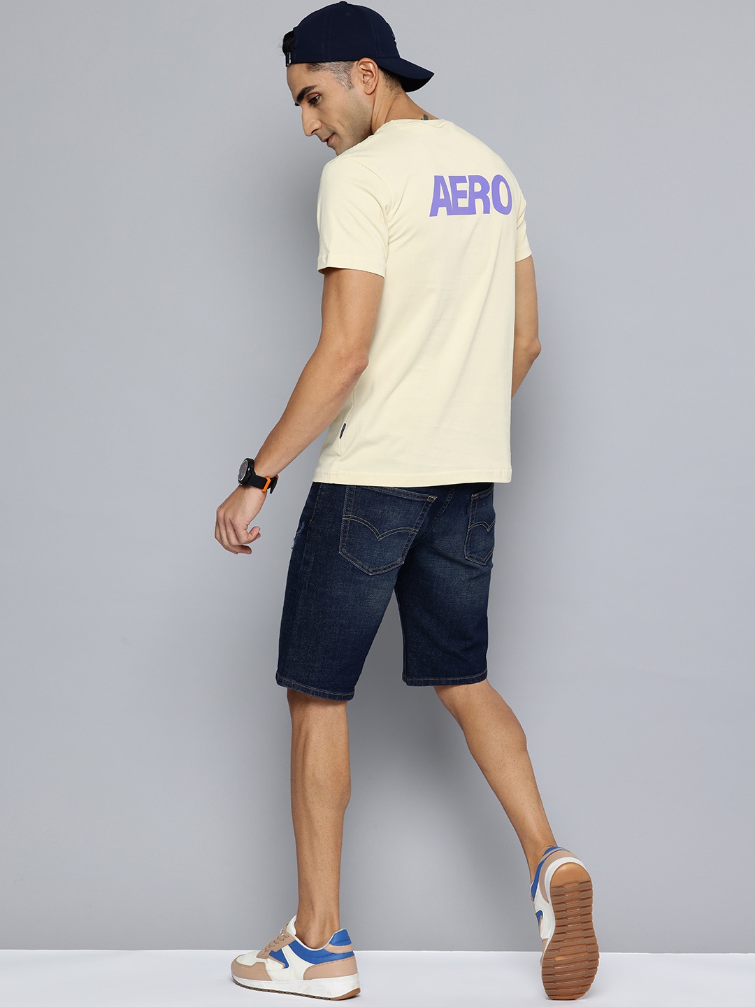 

Aeropostale Brand Logo Printed T-shirt, Cream