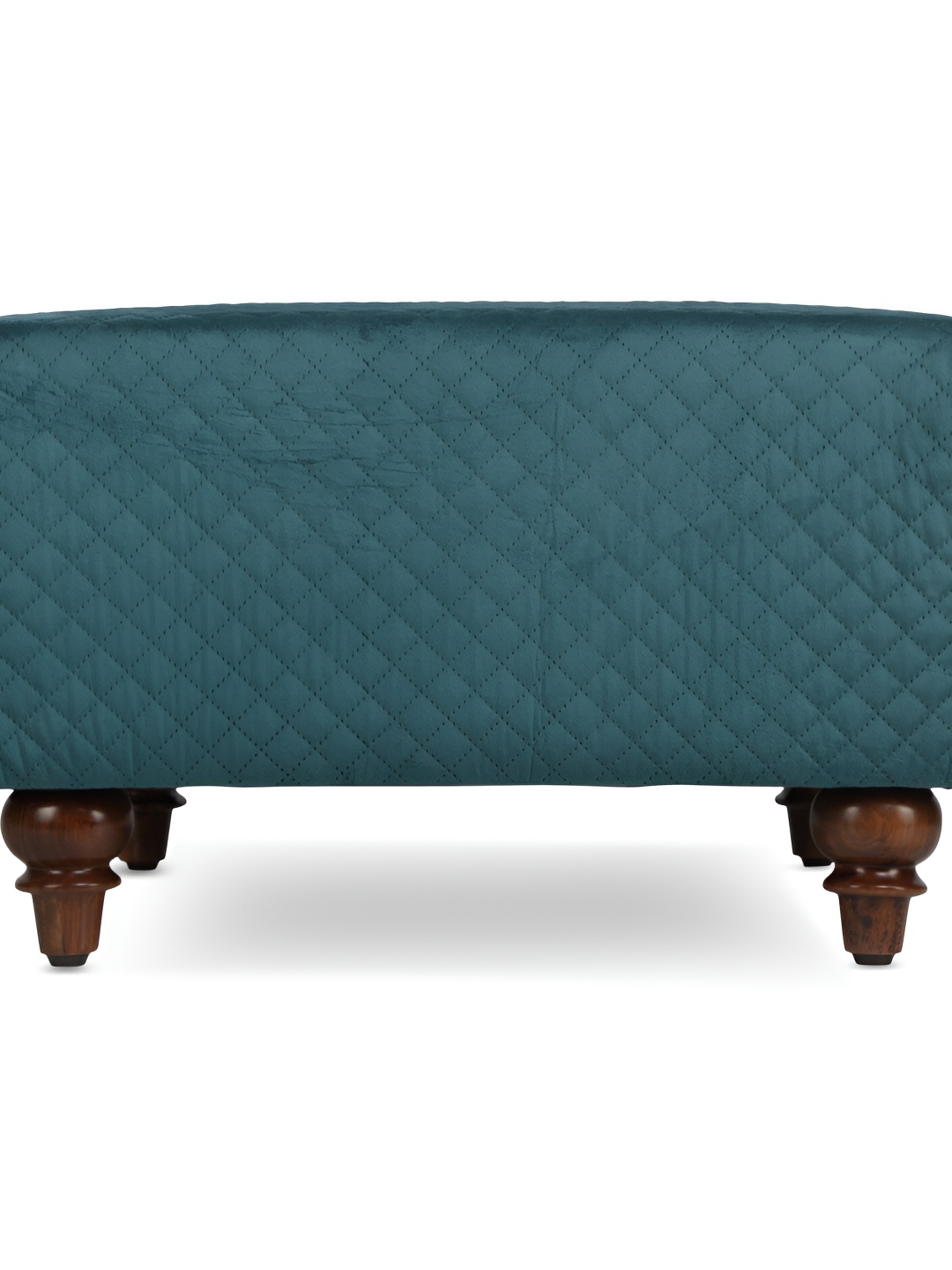 

GLOBALLY INDIAN Blue & Beige Textured Wooden Square Puff Ottoman, Turquoise blue