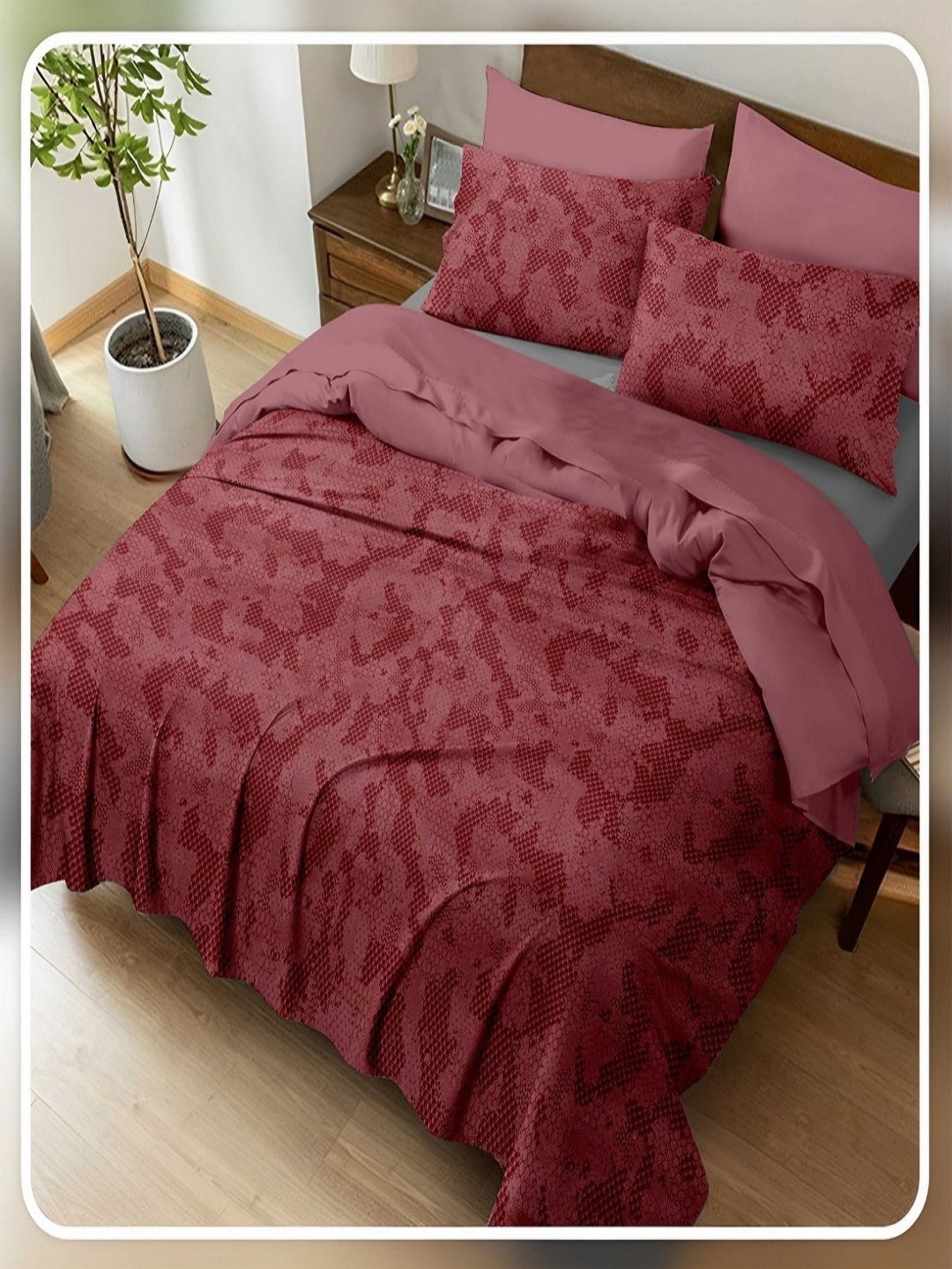 

CHICERY Maroon 400 TC King Bedsheet with 2 Pillow Covers