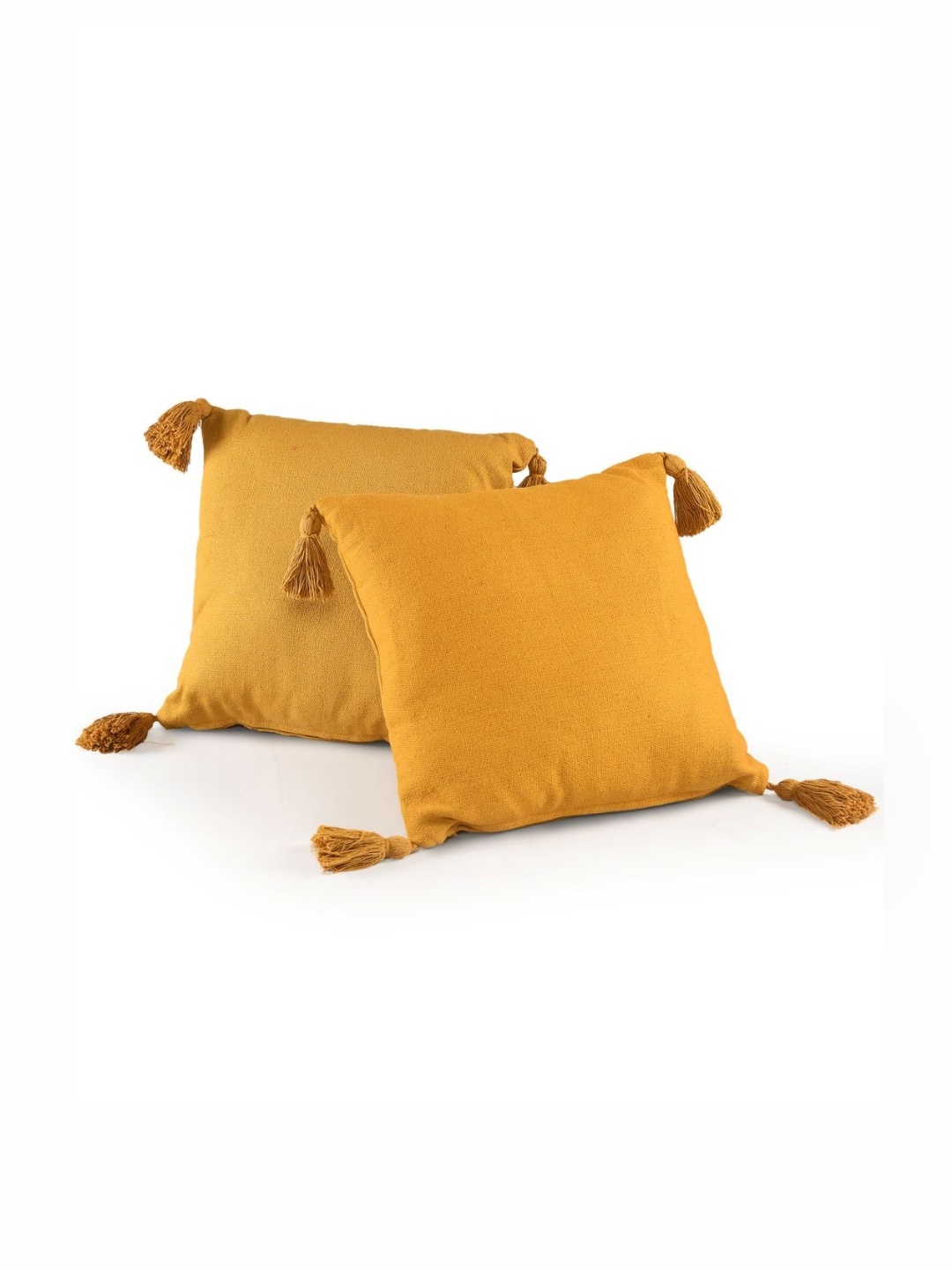 

SASHAA WORLD Yellow 2 Pieces Cotton Square Cushion Covers