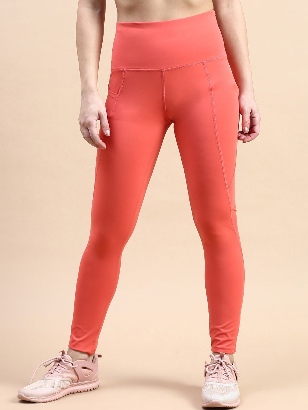 

VOXATI Women Slim-Fit Ankle-Length Gym Tights, Orange