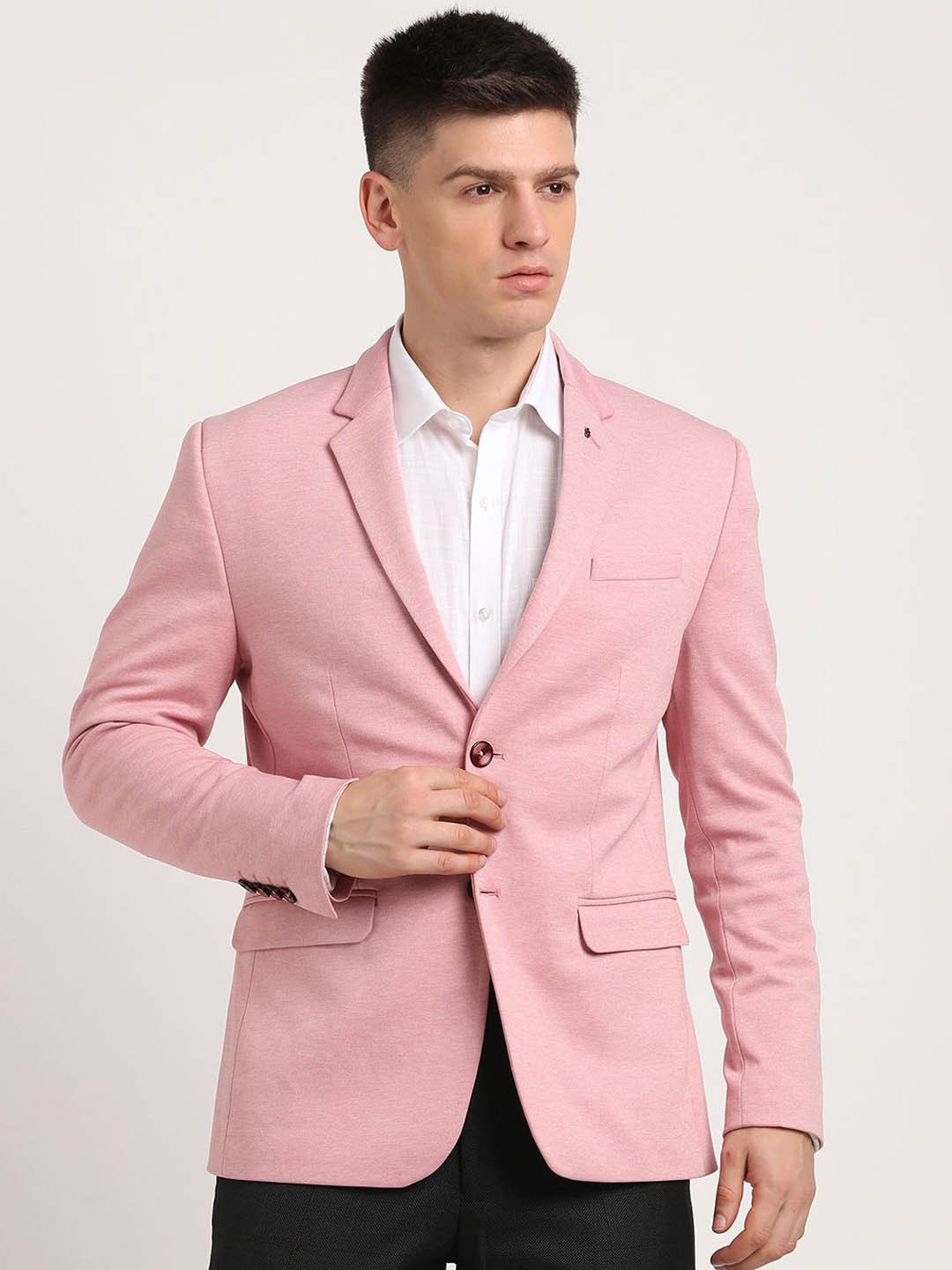 

Turtle Single-Breasted Formal Blazer, Pink