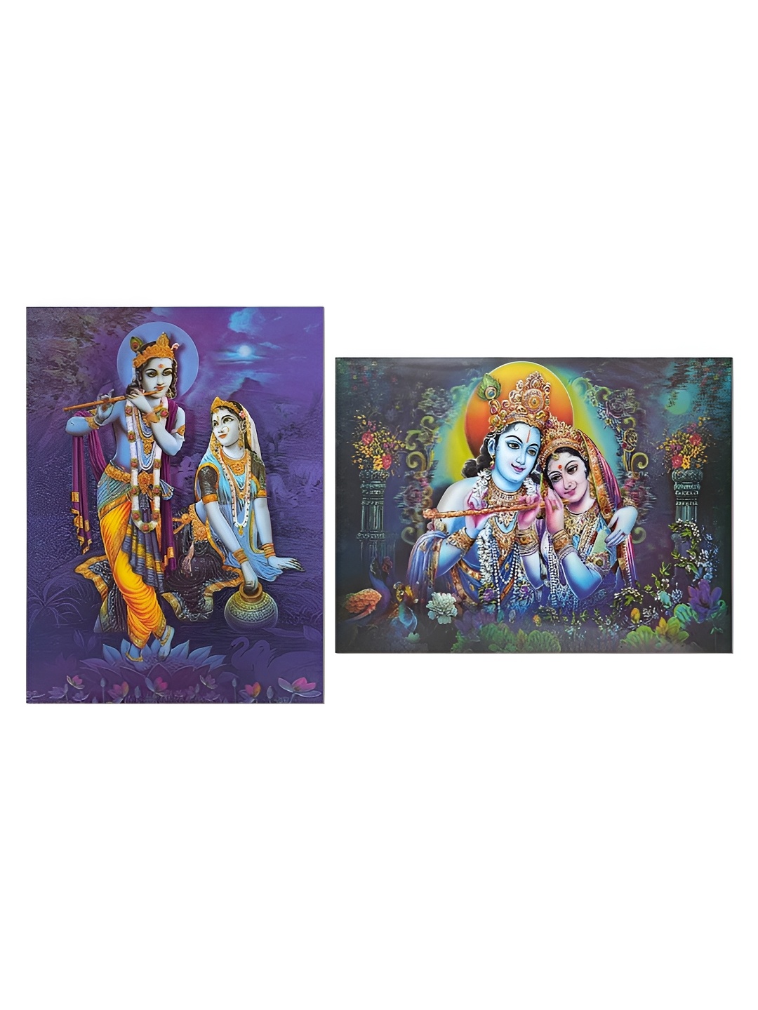 

Art Street Set of 2 Radha Krishna Wall Painting Religious 5D/3D Art, Blue