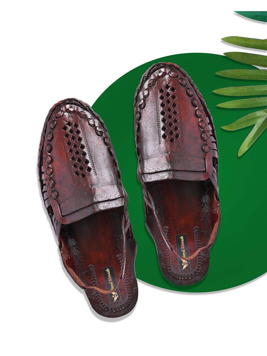 

ROYAL KHWAAB Men Ethnic Leather Shoe-Style Sandals, Brown