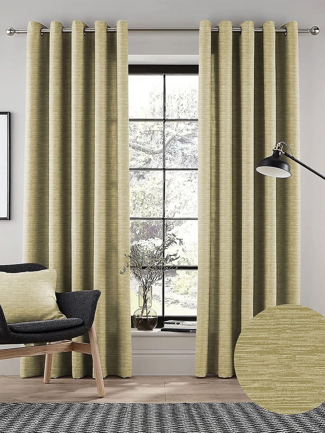 

Nefertiti Home Green Set of 2 Floral Black Out Long Door Curtain