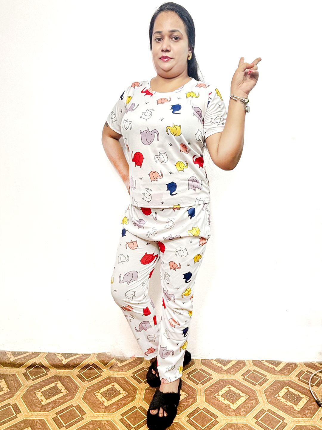 

styledose Woman Printed Night suit, White