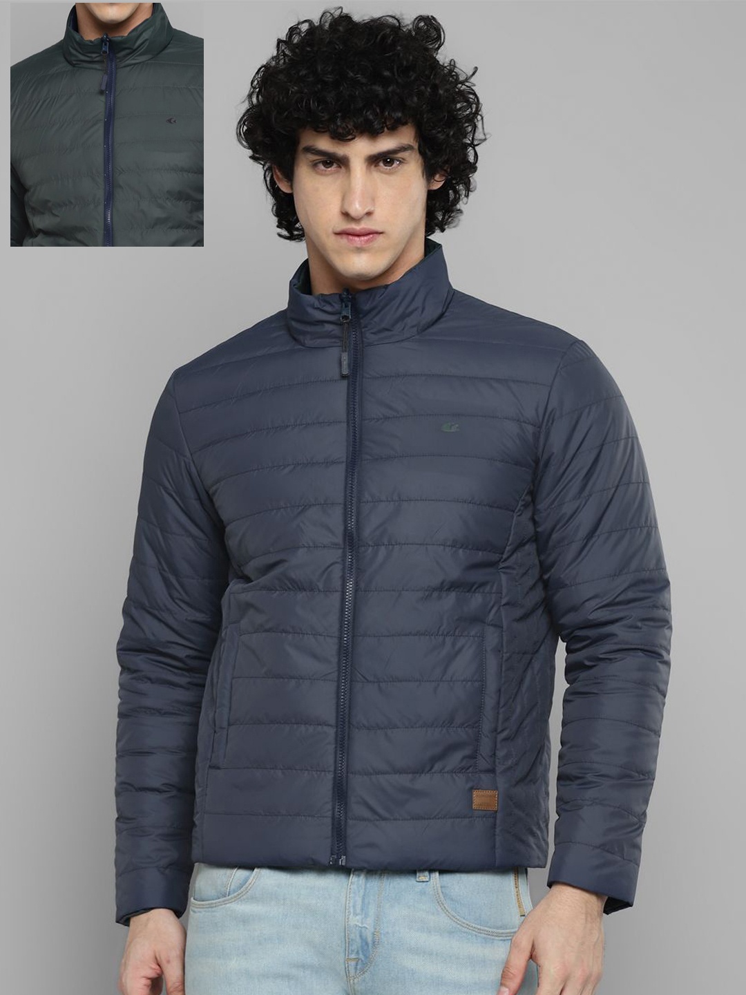 

Allen Cooper Men Reversible Bomber Jacket, Blue