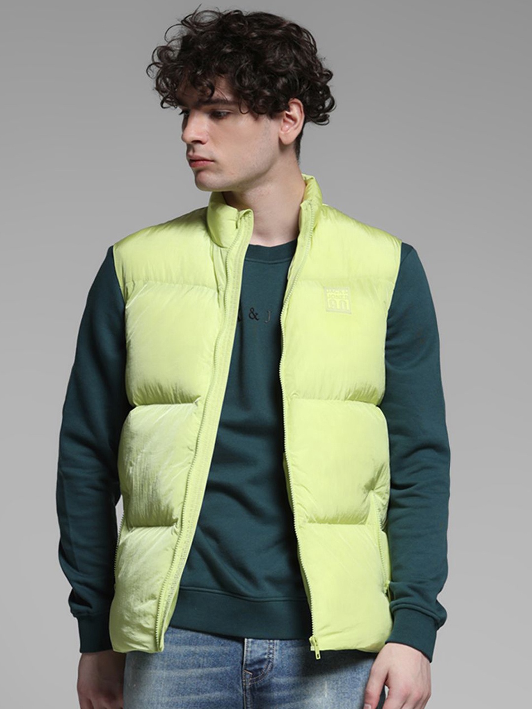 

Jack & Jones Men Sleeveless Gilet Jacket, Lime green