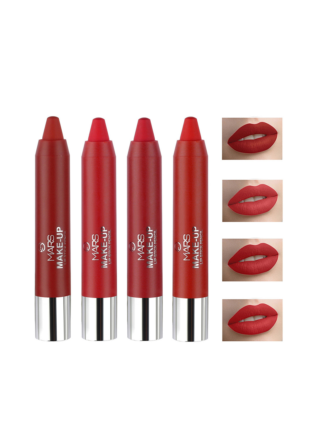 

MARS Make-Up Set of 4 Smooth and Pigmented Pencil Lipstick - 3.6gm Each - Shade-A, Multi