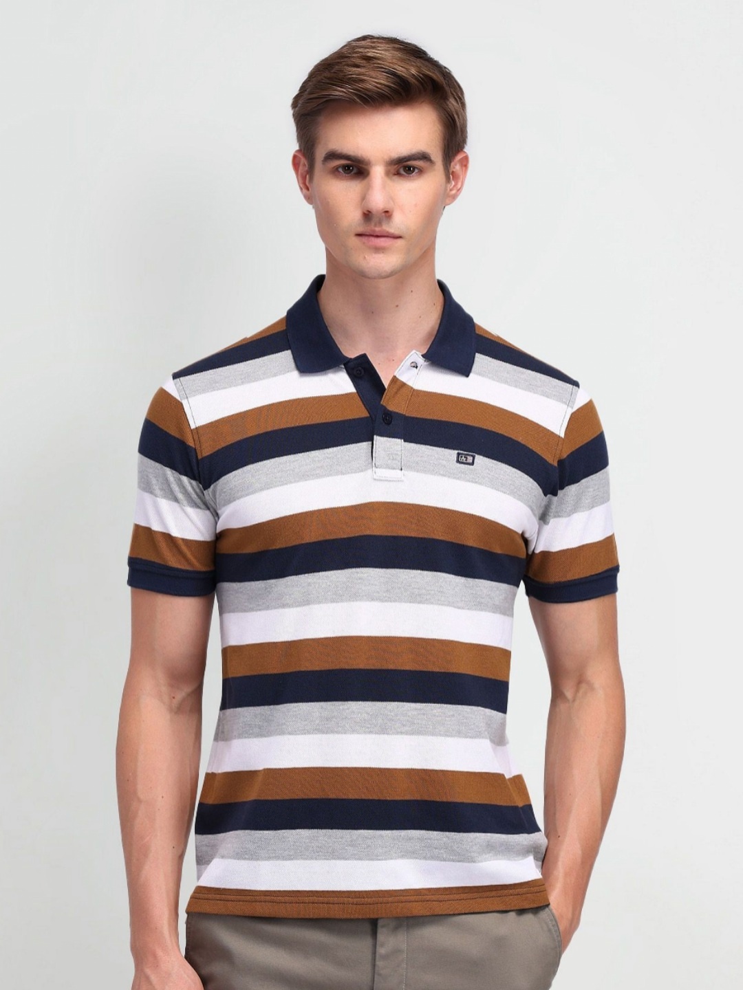 

Arrow Sport Men Striped Polo Collar T-shirt, Multi