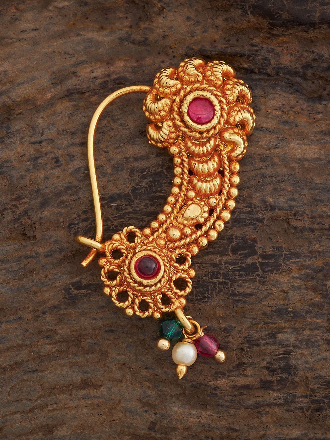 

Kushal's Fashion Jewellery Gold-Plated Artificial Beads Ring Nosepin