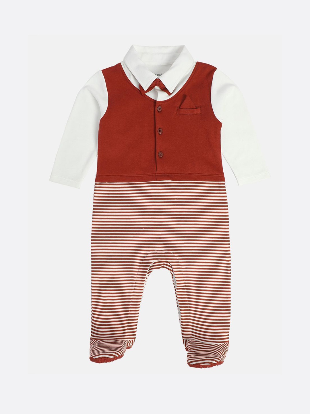 

MINI KLUB Boys Striped Sleepsuit, Red