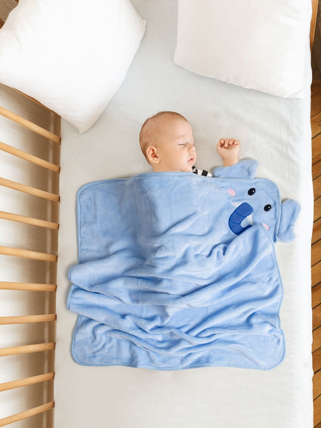 

Baby Moo Blue & Black Cartoon Characters Mild Winter 210 GSM Single Bed Blanket