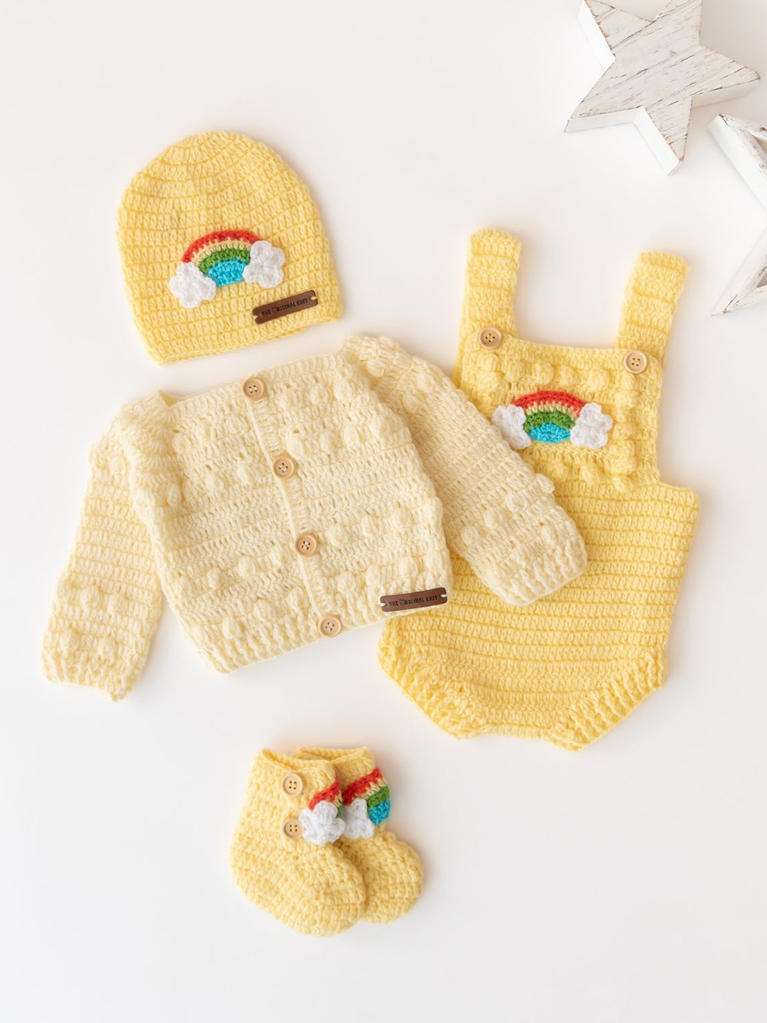

The Original Knit Infants 4-Piece Embroidered Baby Apparel Gift Set, Off white