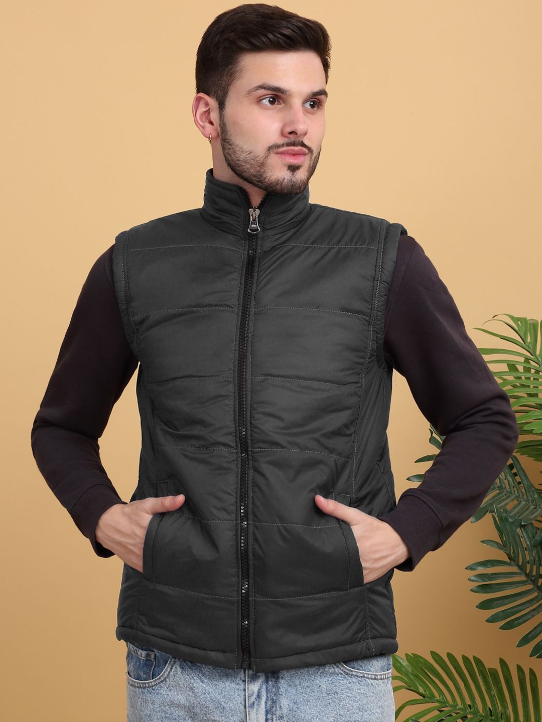 

KLOTTHE Women Mock Collar Quilted Jacket, Green