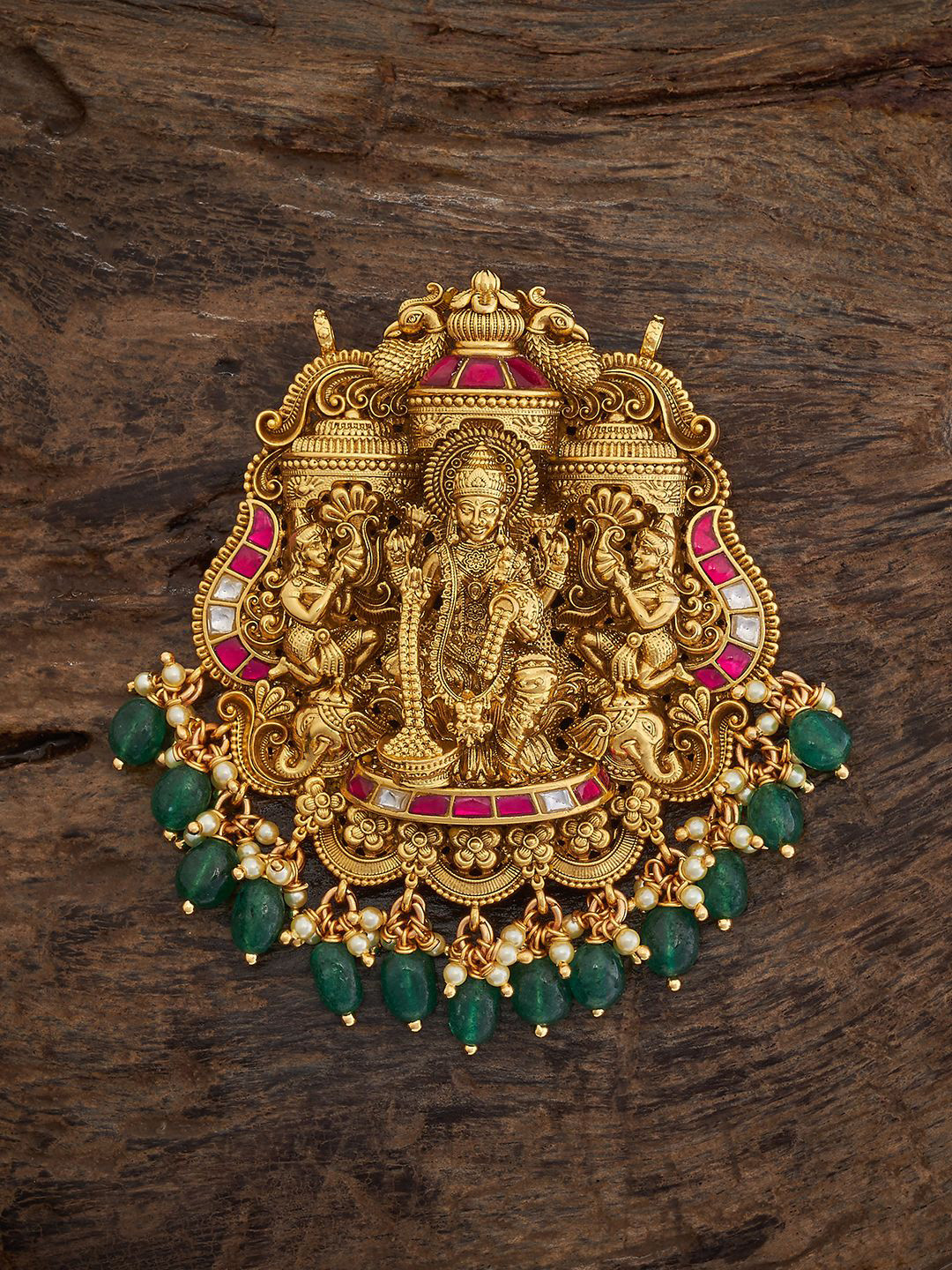 

Kushal's Fashion Jewellery 92.5 Pure Silver Gold-Plated Studded Lakshmi God Pendants