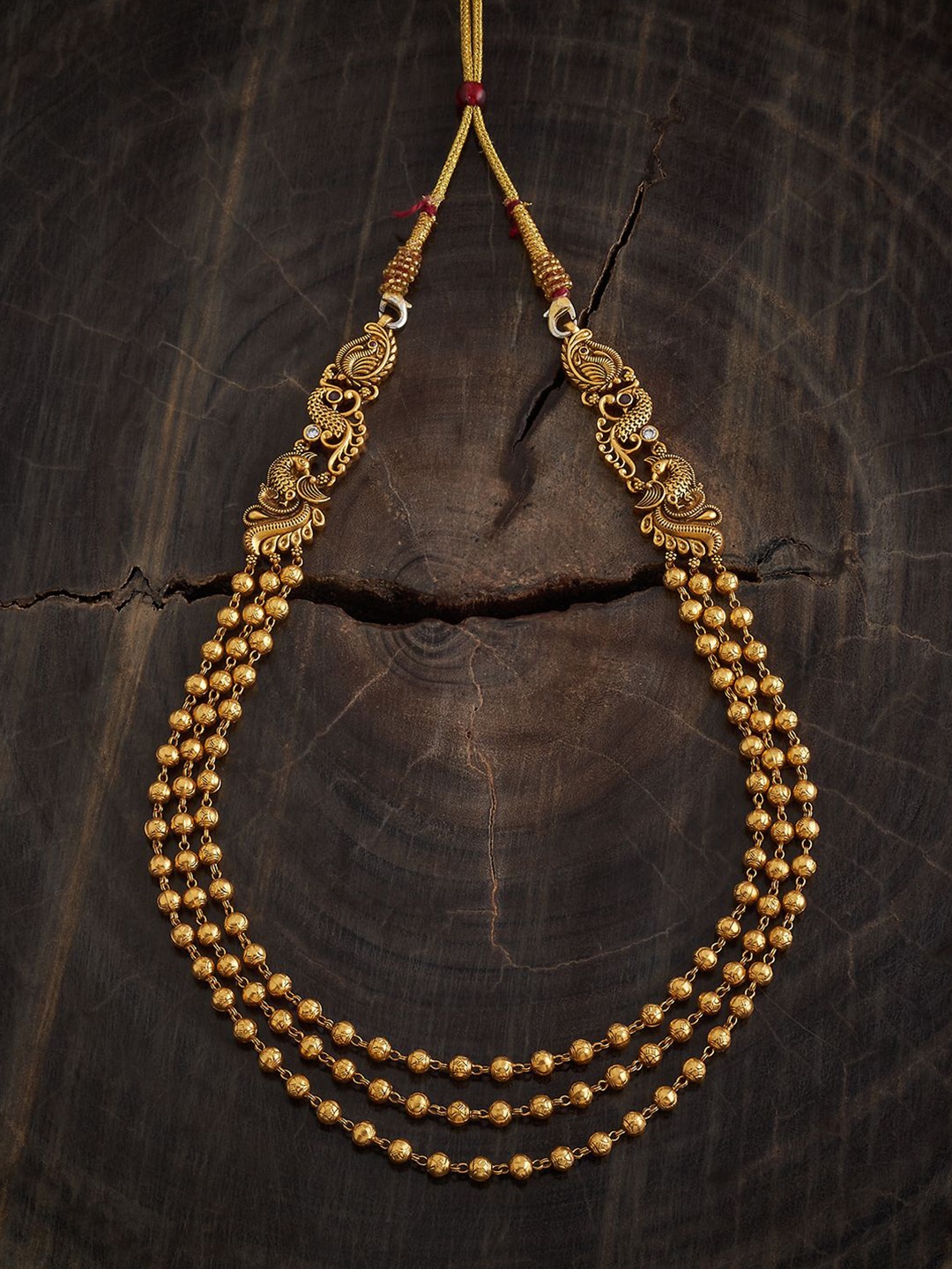 

Kushal's Fashion Jewellery 92.5 Pure Silver Gold-Plated Temple Necklace