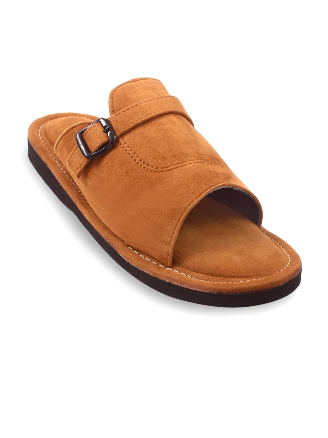 

Apratim Men Open Toe Mules with Buckles, Tan