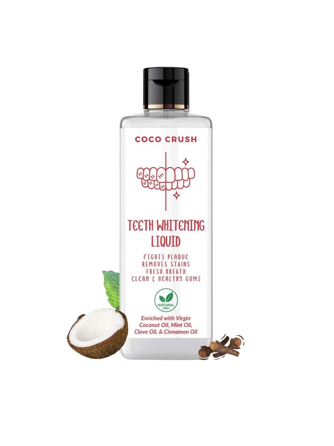 

Coco Crush Ayurvedic Teeth Whitening Liquid With Coconut Oil 50 ml, Transparent