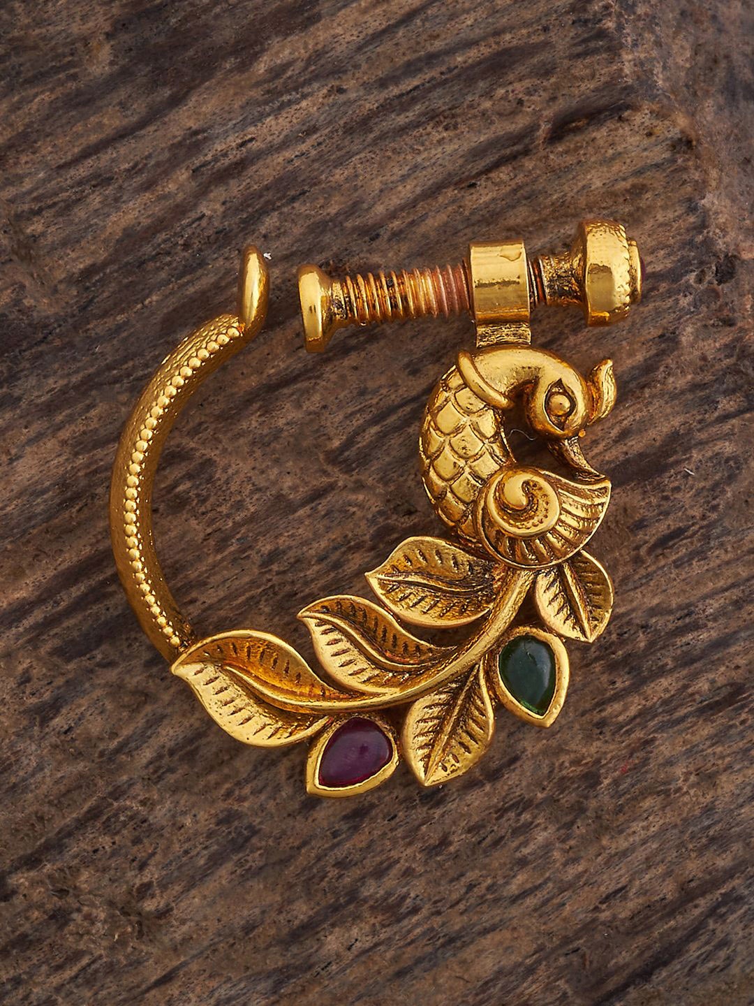 

Kushal's Fashion Jewellery Gold-Plated Cubic Zirconia Ring Nosepin