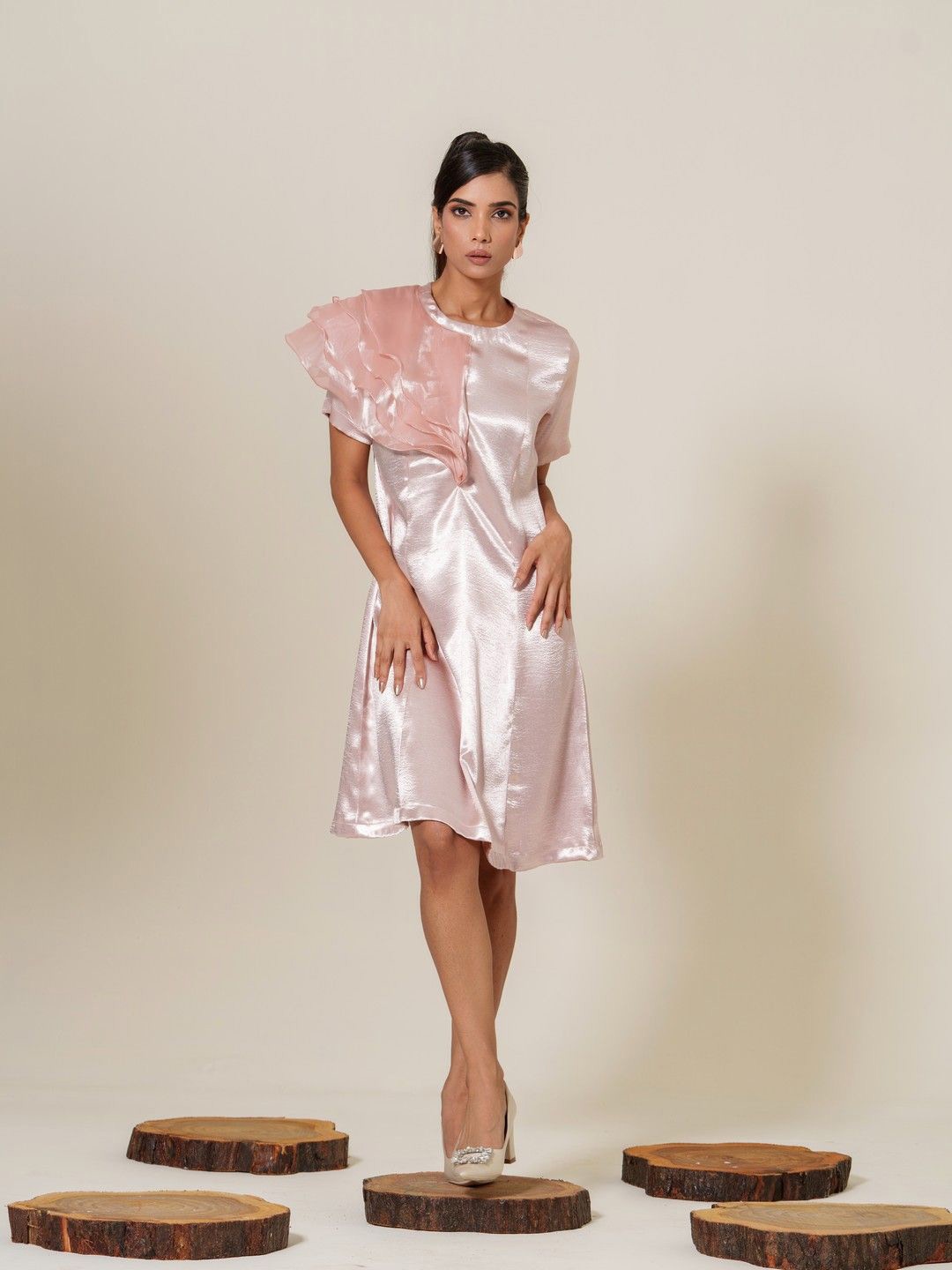 

KINA Satin A-Line Dress, Rose gold