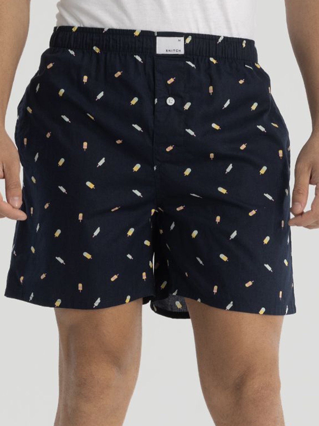 

Snitch Printed Pure Cotton Boxers 4MSBX9235-02-S, Navy blue