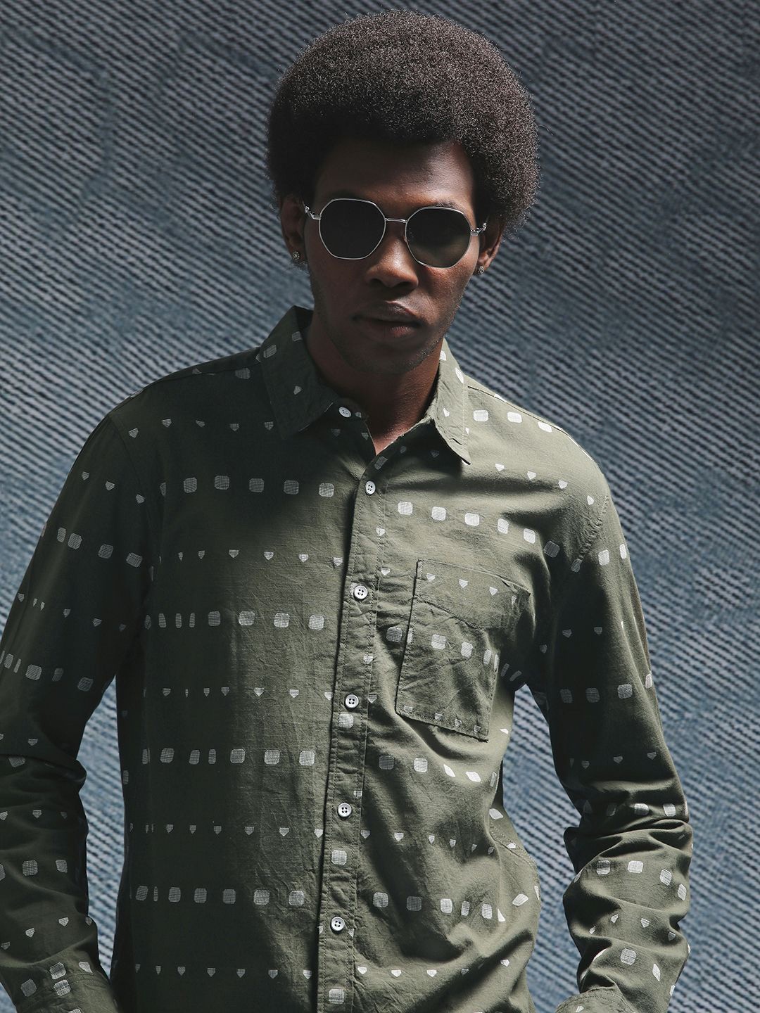 

Henceforth Men Printed Casual Shirt, Olive