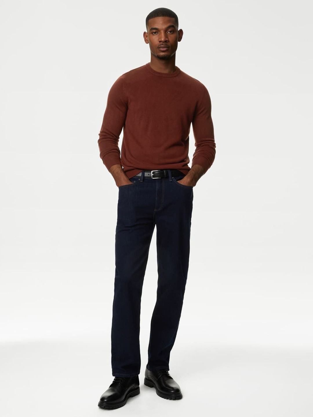 

Marks & Spencer Men Round Neck Long Sleeves Pullover, Red