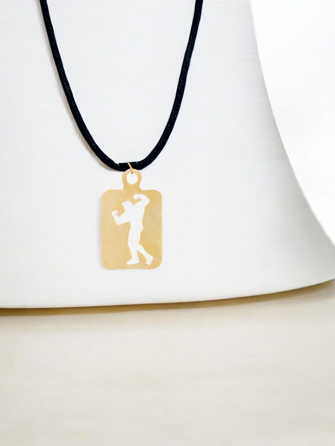 

Goldnera Men Body Building Pendant with Black Cord, Gold