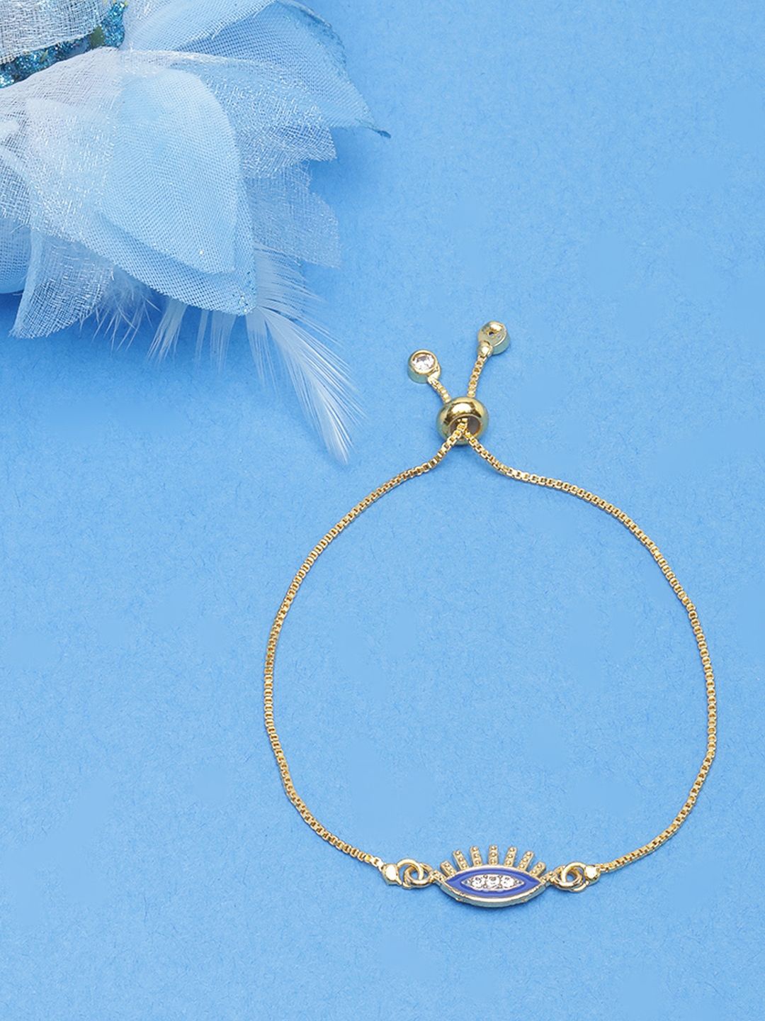 

KPOP Brass Gold-Plated Stones Studded Charm Bracelet