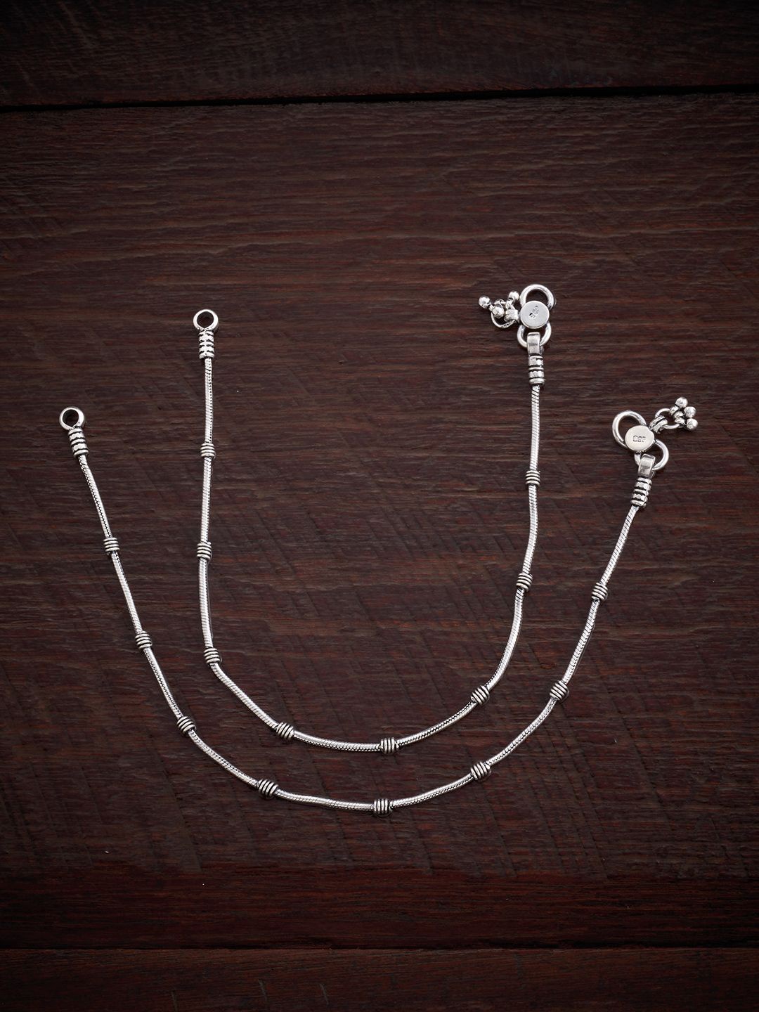 

Kushal's Fashion Jewellery Set Of 2 Silver Rhodium-Plated Anklets