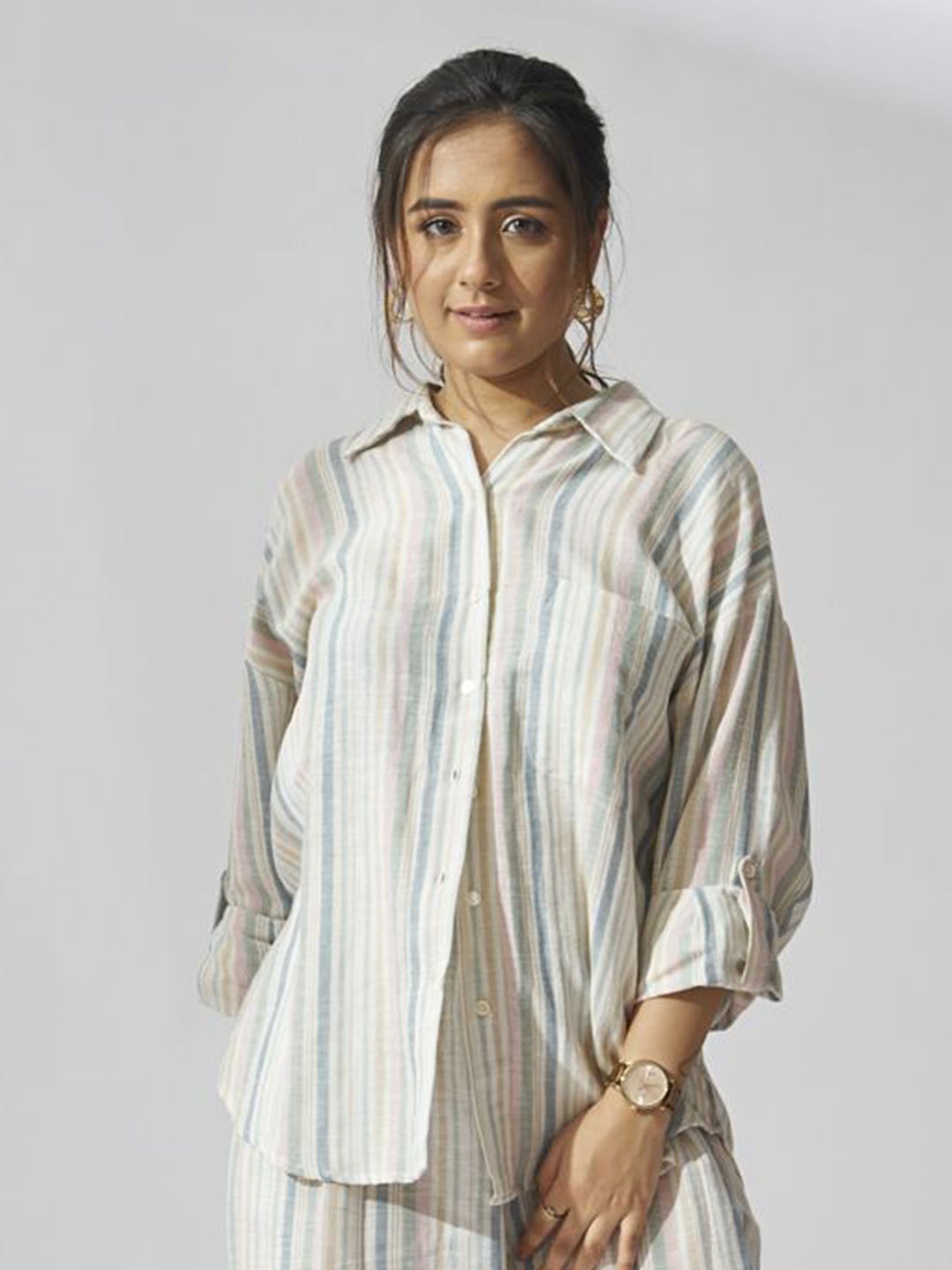 

Risate Women Comfort Opaque Striped Casual Shirt, Multi