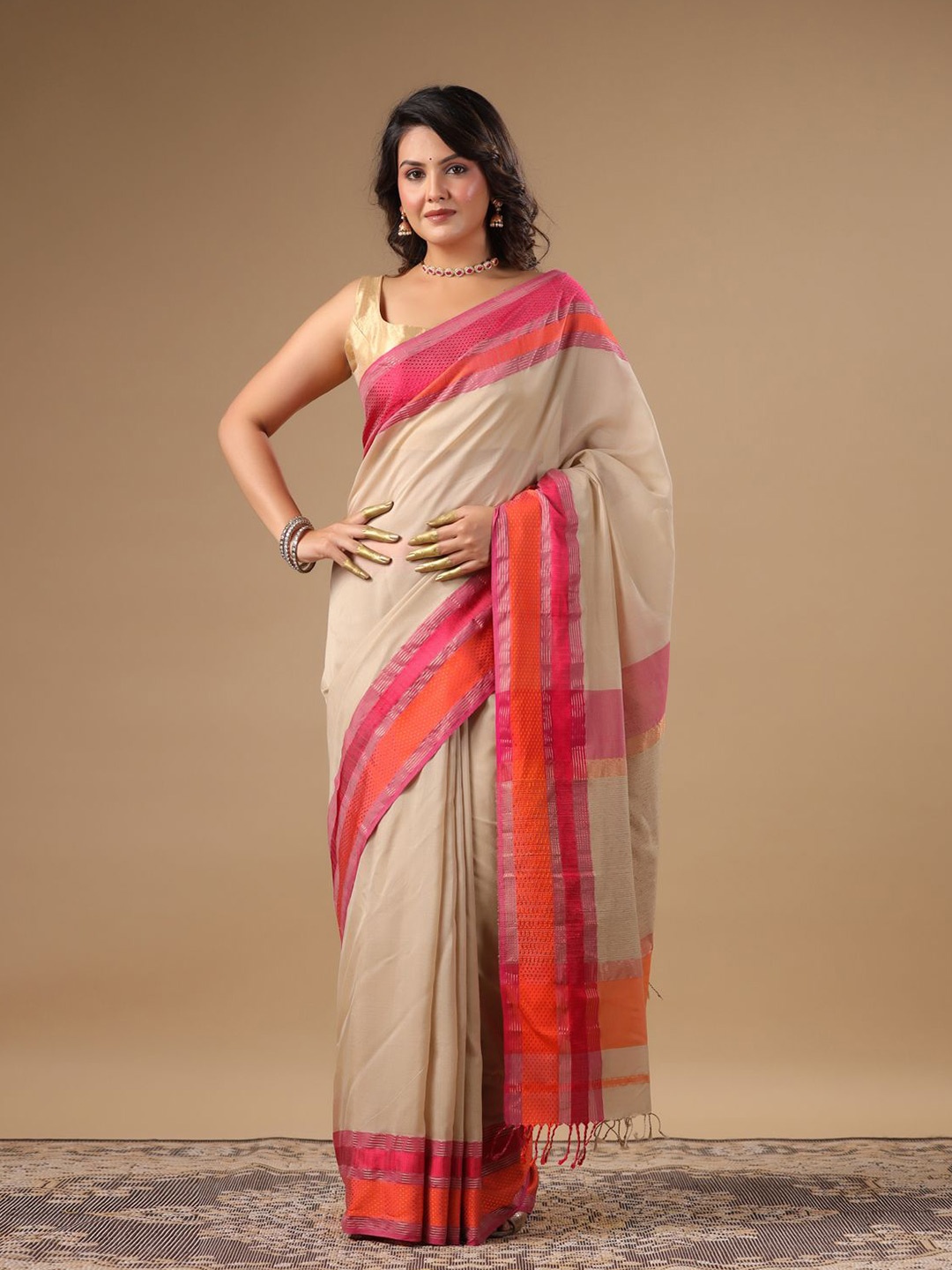 

Moora Woven Design Zari Saree, Beige